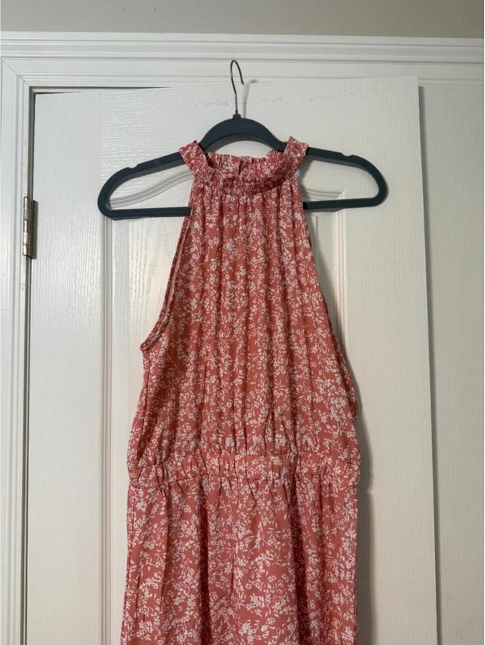 Chang Yun Halter Neck Dusty Rose and White Floral Mini Summer Dress Size Medium - Picture 2 of 7